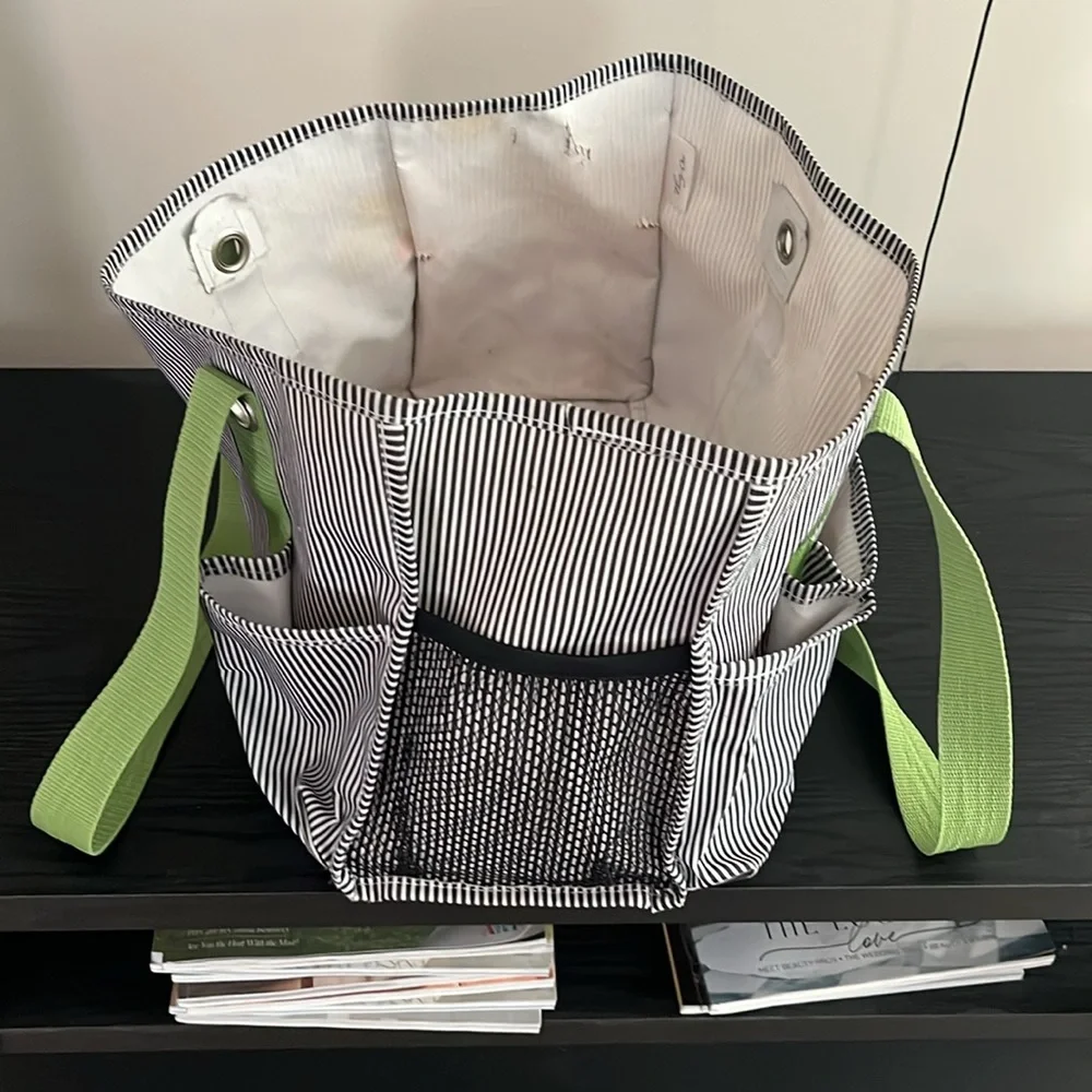 Travel/Toiletries/Diaper Striped Canvas Bag Multi Pockets Strong Carry Straps
